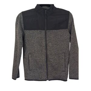 Place Boys Gray Black Fleece Zip Up Jacket L‎ 10/12